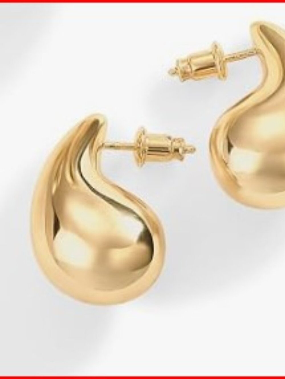 Chunky Gold Teardrop Studs • 925 Sterling Silver Posts